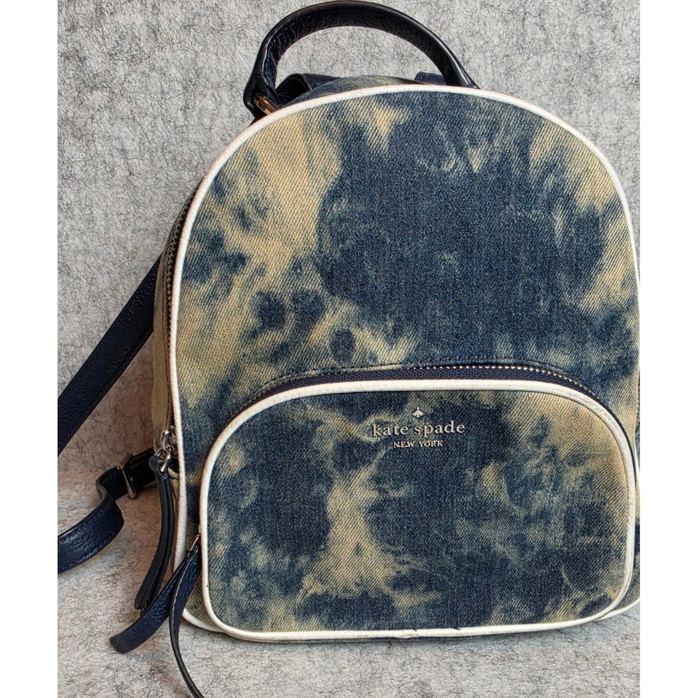 Kate Spade New York Mini Backpack Acid Wash Denim Leather Blue 90s Festival Bag
